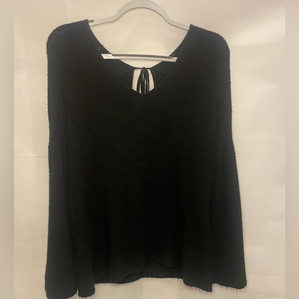 Hinge Sweater with Bell Sleeves in Black